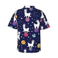 thumbnail image 4 of Xecao Lama in Space print Hawaiian shirt - a stylish short-sleeve button-down for men, perfect for casual beach and tropical outings., 4 of 9