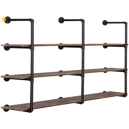 

Industrial Iron Pipe Shelving Brackets Unit Farmhouse Wall Mounted Pipe Shelves for Kitchen Bathroom Bookshelf Room 3Pack of 4 Tier