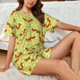 thumbnail image 4 of Wukai Floral Squirrel Women's Pajama Set,Short-Sleeve Top and Shorts with Elastic Waistband and Pockets for Loungewear, Yoga, and Casual Wear-3X-Large, 4 of 6