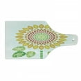 thumbnail image 1 of Sunflower Cutting Board, Round Flower Mandala Design Diamond and Pearl Print, Decorative Tempered Glass Cutting and Serving Board, Wine Bottle Shape, Yellow White and Green, by Ambesonne, 1 of 1