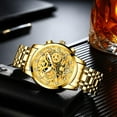 thumbnail image 5 of Luxury Hollowed Men's Watches Diamonds Chronography High Grade Fashion Watch for Men Stainless Steel Calendar Luminous Quartz Waterproof Business Male Wristwatch, 5 of 6