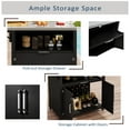 thumbnail image 2 of 64" Outdoor Kitchen Cabinets, Side Kitchen Storage Island with Foldable Side Tabletop and Rack, Wicker Outdoor Grill Cart with 2 Doors for BBQ, Patio, Backyard, Matte Black, 2 of 7
