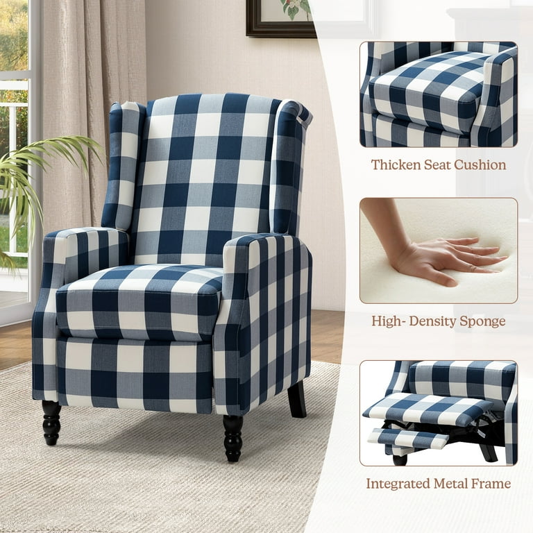 Navy plaid chair hotsell