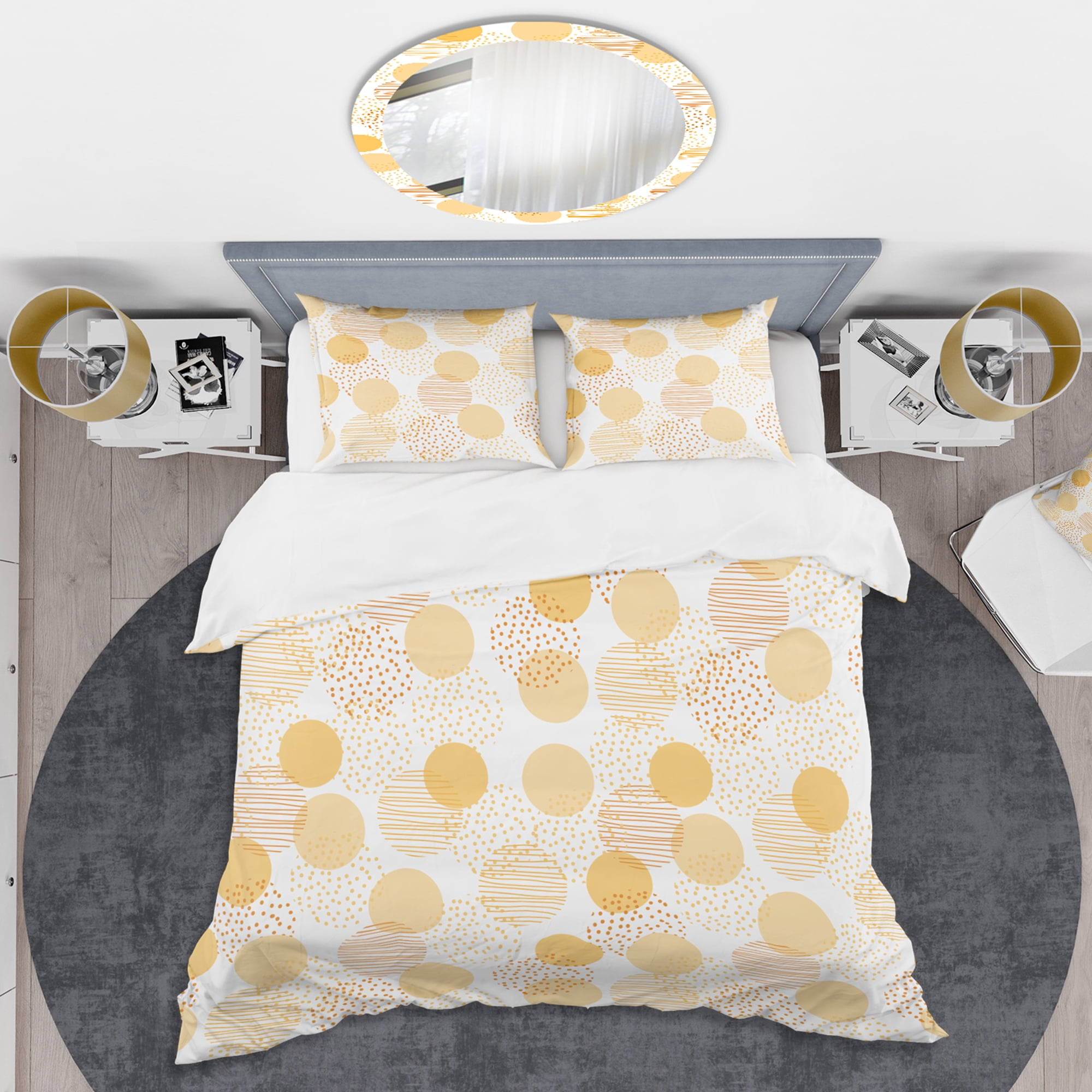 Designart 'Circular Abstract Retro Geometric IX' Mid-Century Modern Duvet Cover Set