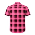 thumbnail image 5 of Blmnix Mens T-Shirts Guide Plaid Shirt Oversized Big And Tall Shirts Shirt Button Down Collared Pink Short Sleeve Casual Shirts for Men,XXXL, 5 of 5