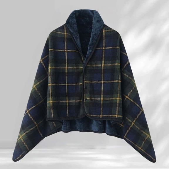 FNGZ 1 Pc Shawl, Bha Wraps, Women's Winter Coral Fleece Double Layer Multifunctional Outdoor Cold Proof And Warm Plaid Blanket Home Shawl