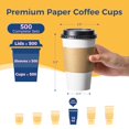 thumbnail image 2 of Fit Meal Prep 500 Pack 16 oz Disposable Coffee Cups with Lids, Sleeves, Leak-Proof To Go Coffee Cups with Lids, Durable Paper Cups for Hot Beverage, Home, Office, Party, 2 of 8