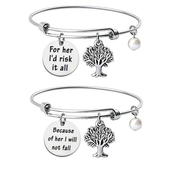 Myospark 2PCS Matching Mother Daughter Bangle Bracelet Set Best Family Jewelry Gift for Mother's Day Gift