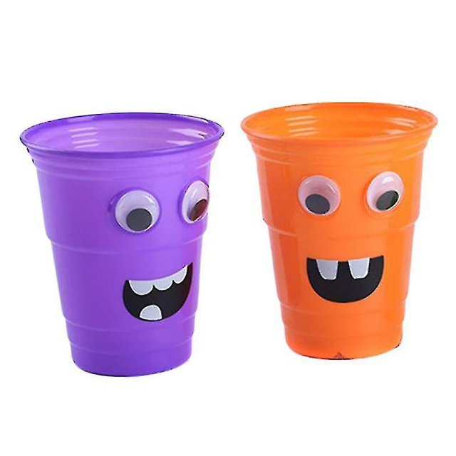 Vasos de plástico para Halloween, taza para beber de dibujos animados para el hogar, vajilla reutilizable para fiestas y suministros para fiestas, 800ml, color morado y naranja, 2 uds.