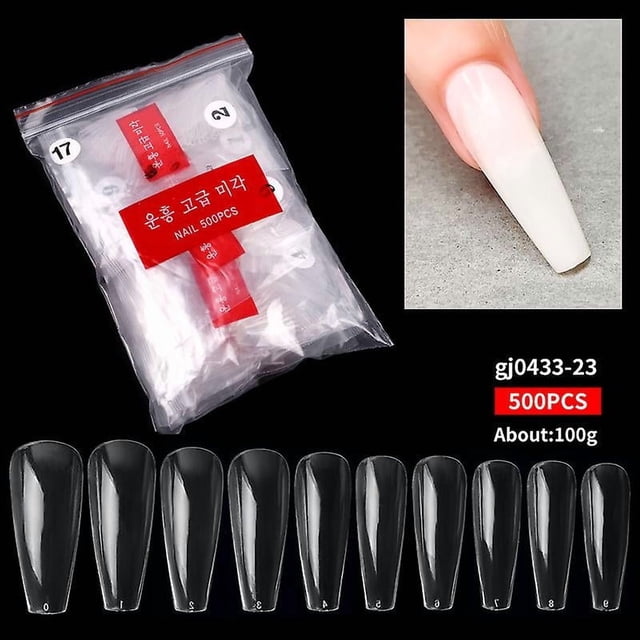 Uñas Ballerina HUOGUO, 500 unidades, transparentes, sin arrugas