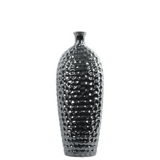 Urban Trends Collection 21292 Ceramic Oval Vase with Small Mouth, Silver