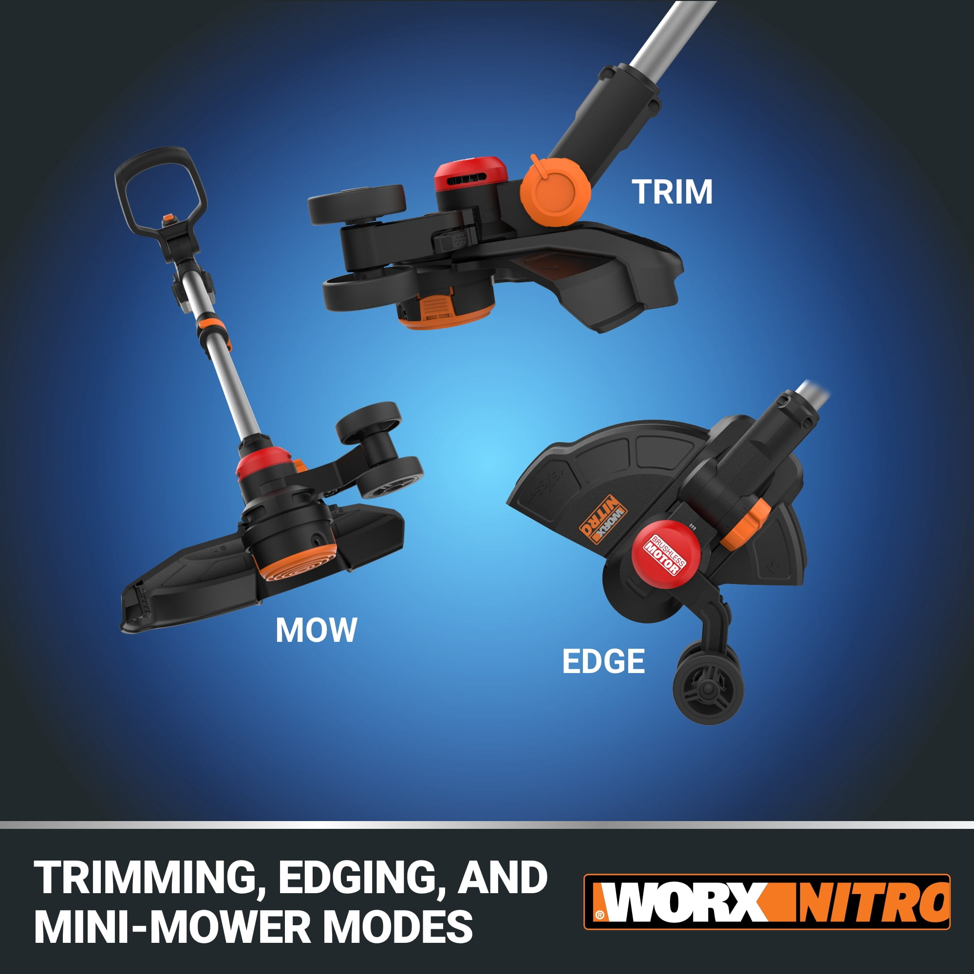 Worx WG173.9 20V Nitro Brushless Cordless 13" Grass and Weed String Trimmer and Edger (Tool Only)