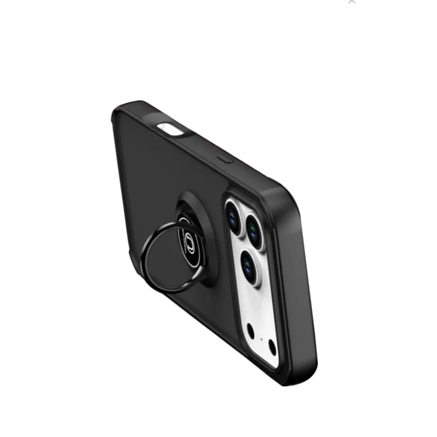 Color Border Shockproof Case with Ring Stand for iPhone 17 Pro Max - Black