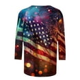 thumbnail image 4 of Baikeli Liquidation pour Femmes T-Shirt à Col Rond Imprimé Mode Fête de l'Indépendance Manches 3/4 Haut T-Shirt pour Femmes Hauts d'Été pour Femmes 2024, 4 of 5