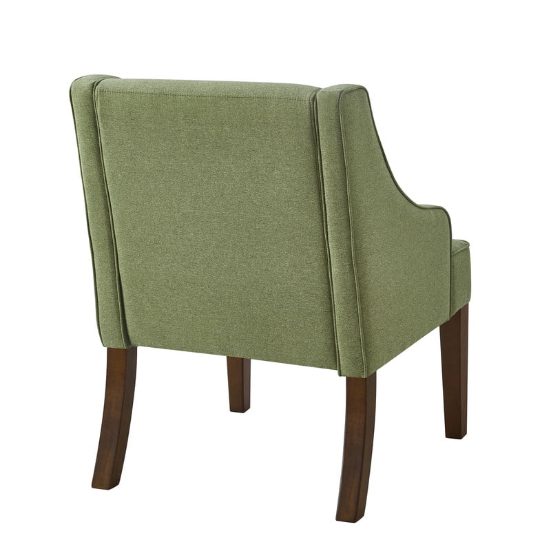 Mid Century Modern Accent Chair, Upholstered Fabric Armchair with Solid Wood Legs, Comfy Lounge Reading Chair for Living Room, Bedroom, Office, Green