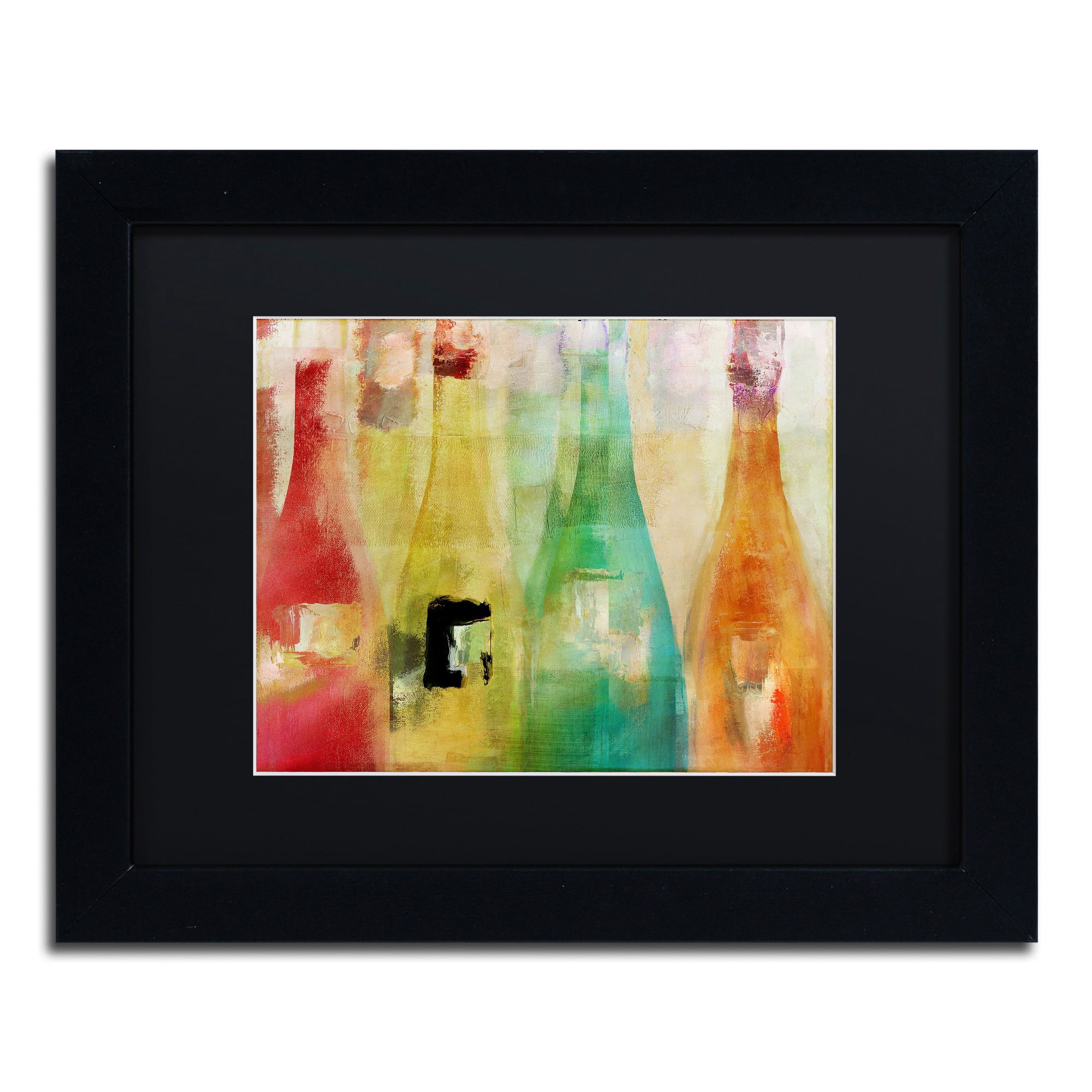 Trademark Fine Art "Bouteilles" Canvas Art by Color Bakery Black Matte, Black Frame