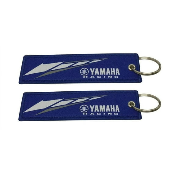 2-Piece YAMAHA Motorcycle Keychains – Double-Sided Key Rings for Bikes, Scooters, and Cell Holders (Blue)