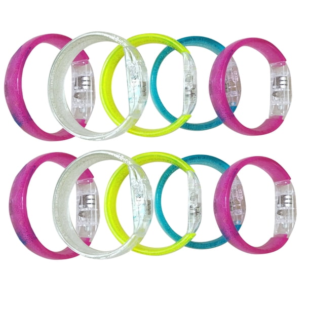 EeaseMX 10 pulseras luminosas acrílicas con luces LED de colores, pulseras brillantes para conciertos y fiestas (colores surtidos)