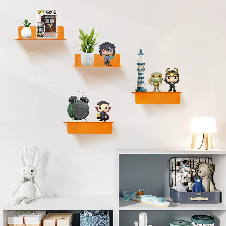 Weysat Floating Wall Shelves 9 Inch Acrylic Small Wall Shelf Hanging  Shelves Adhesive Shelf Screwless Display Shelf with Cable Clips and  Stickers for
