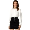 thumbnail image 1 of Blusas de mujer Blusa de trabajo de manga larga con cuello alto y lentejuelas Blanco M, 1 of 6