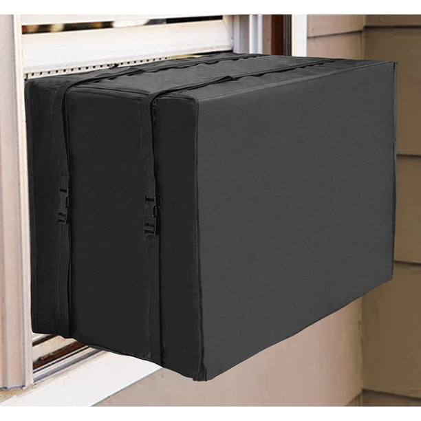 WindowAir Conditioner Cover Outdoor, Air Conditioner Defender Winter AC Window Unit Cover con correas ajustables, cubierta inferior (negro, 20.9 x 15.8 x 15 pulgadas)