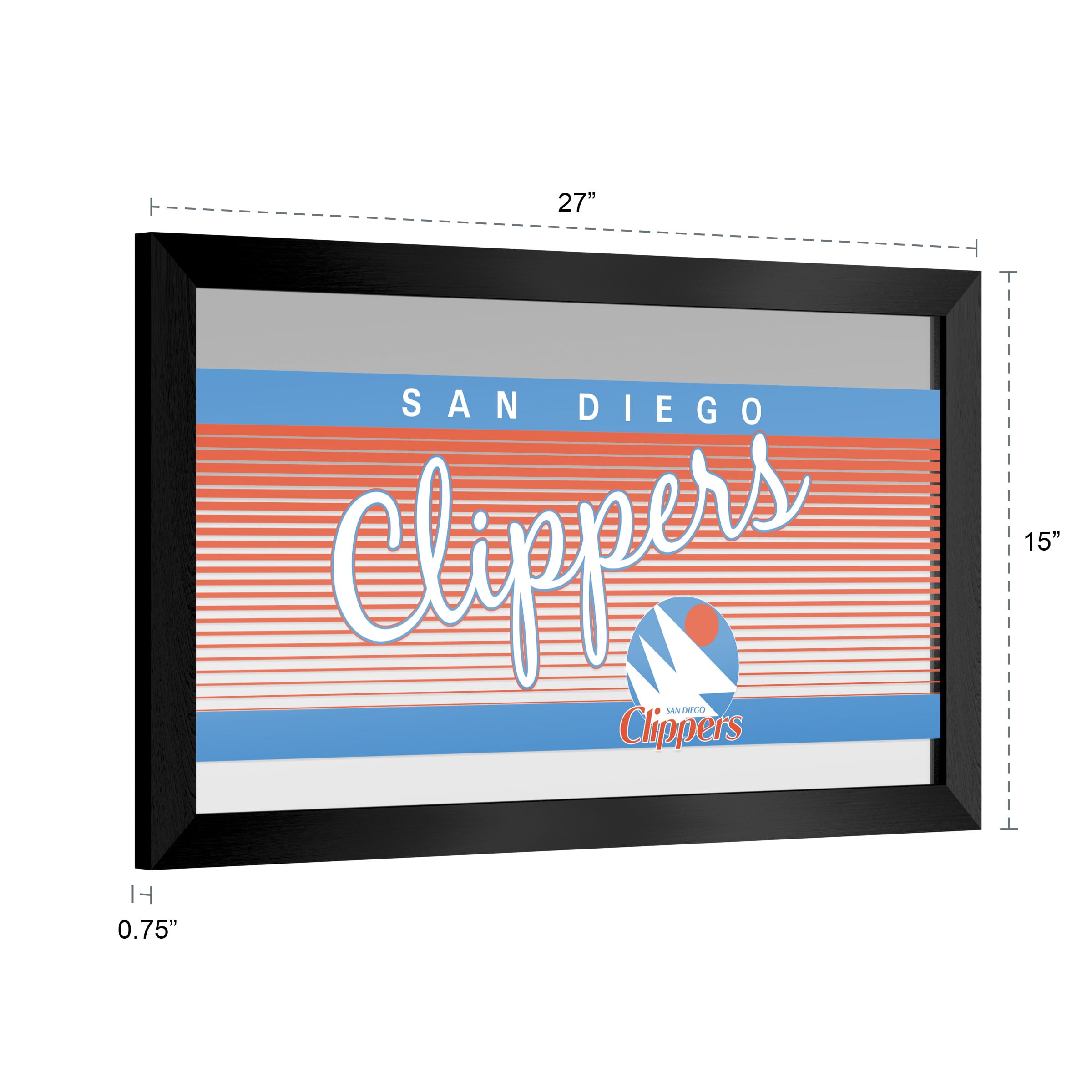 San Diego Clippers Hardwood Classics Ready-To-Hang Black Framed Wall Mirror
