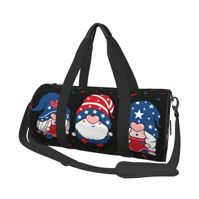 Fotbe Three Gnome Independence Day Bolsa Deportiva de Lona Plegable con Estampado, Bolsa de Gimnasio con Bolsillo Seco/Húmedo, Bolsa de Viaje Ultraligera de Gran Capacidad