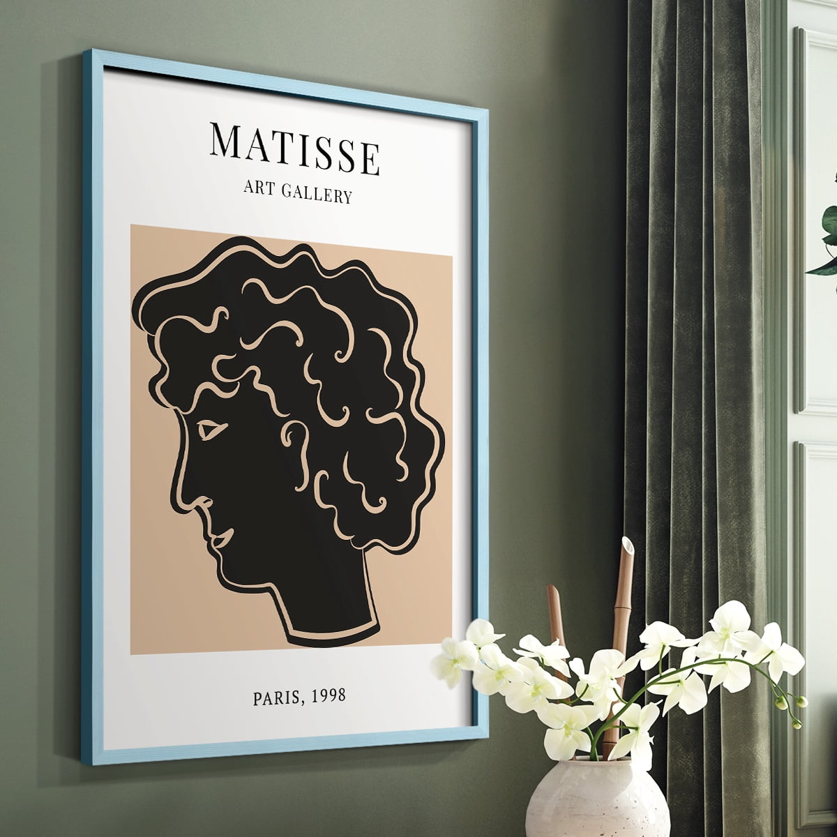 Matisse CXXI Framed Print in Blue Solid Wood 11 x 14 Framed Print