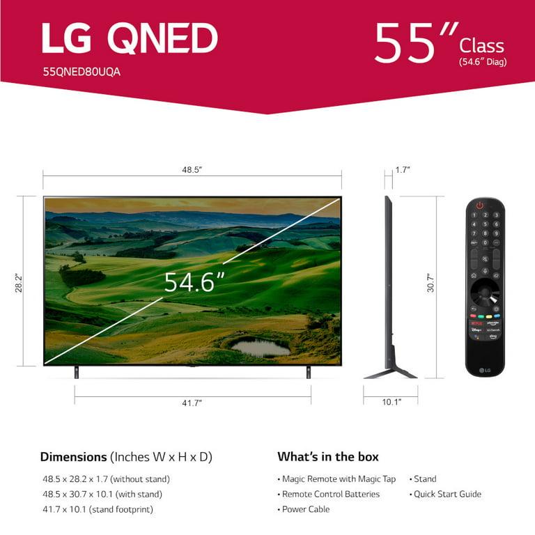 Pantalla LG QNED TV 55 pulgadas 4K SMART TV con ThinQ AI 55QNED80SQA