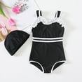 thumbnail image 2 of TOWED22 Girls Bathing Suits Colorful Swimsuits Sleeveless Toddler Kids One Piece Swimwear(Black,4-5 Years), 2 of 6