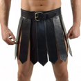 thumbnail image 3 of Jiibva Men's Gladiator Costume PU Leather Gladiator Kilt Skirt Punk Style Skirt Belt, 3 of 7