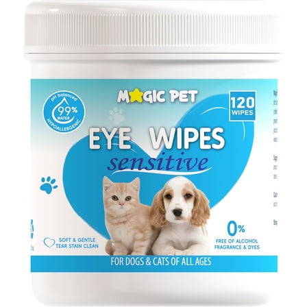 Magic Pet Eye Cleaner Wipes for Dogs and Cats, 120 Count.