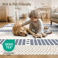 thumbnail image 1 of ODIKA 6'x9' Navy Beige Geometric Stripe Design Washable Area Rug Modern Pattern with Unique Motifs for Family Room, Living Mater Bedroom, Non-Slip, Easy Care, 1 of 4