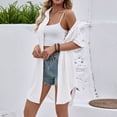 thumbnail image 4 of Posijego Women's Cover-Up Cardigan Short Sleeve Button down Long Cardigans Summer Beach Lightweight Open Front Outwear, 4 of 8