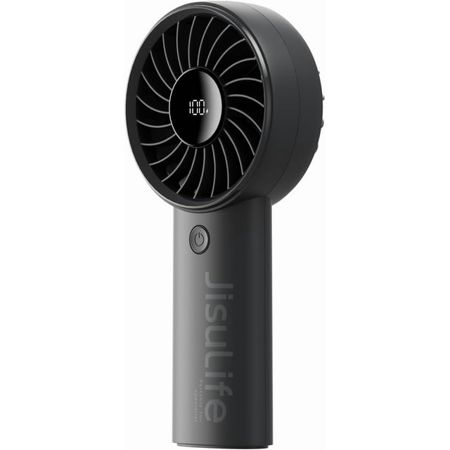 Handheld Portable Fan with Powerful Motor,LED Display,3600mAh Battery,5 Wind Speeds,Lanyard; Summer Essentials USB Rechargeable Hand held Fan for Travel,Beach,Makeup,Concerts-Black