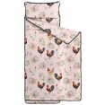 thumbnail image 2 of Rooster and Floral Pink Pattern Teens Toddler Nap Mat with Pillow, Sleeping Mat Bag for Preschool Daycare 59"x22", 2 of 6