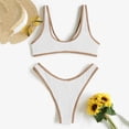 thumbnail image 6 of HUPOM Tummy Control Swimsuits For Women Mid Waist Sheath Bikinis Bikini Vacation Underwire Swimwear Clearance White size 6, 6 of 7