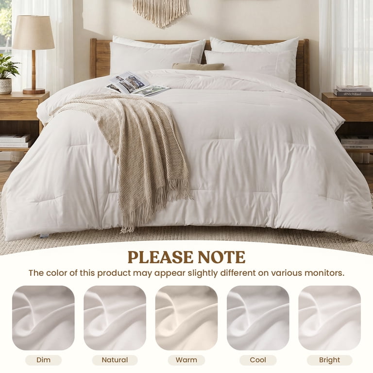 Down Alternative Queen Comforter Set, 3-Piece, Beige photo 6