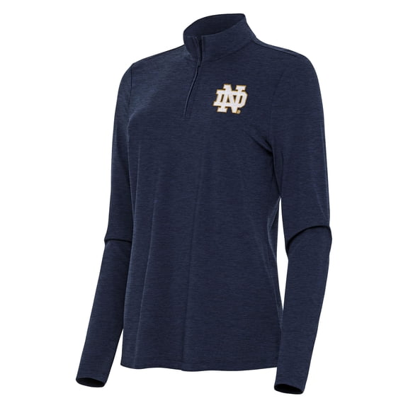 Women's Antigua Heather Navy Notre Dame Fighting Irish Bright Quarter-Zip Top