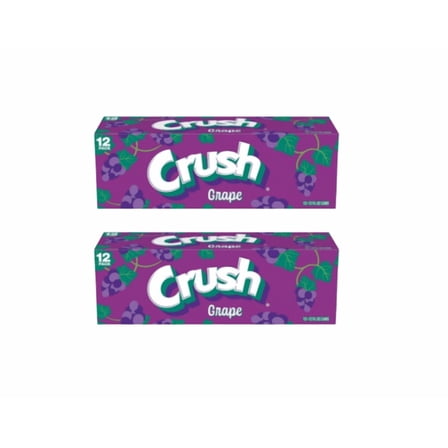 Crush Caffeine Free Grape Soda Pop, 12 fl oz, 24 Pack Cans