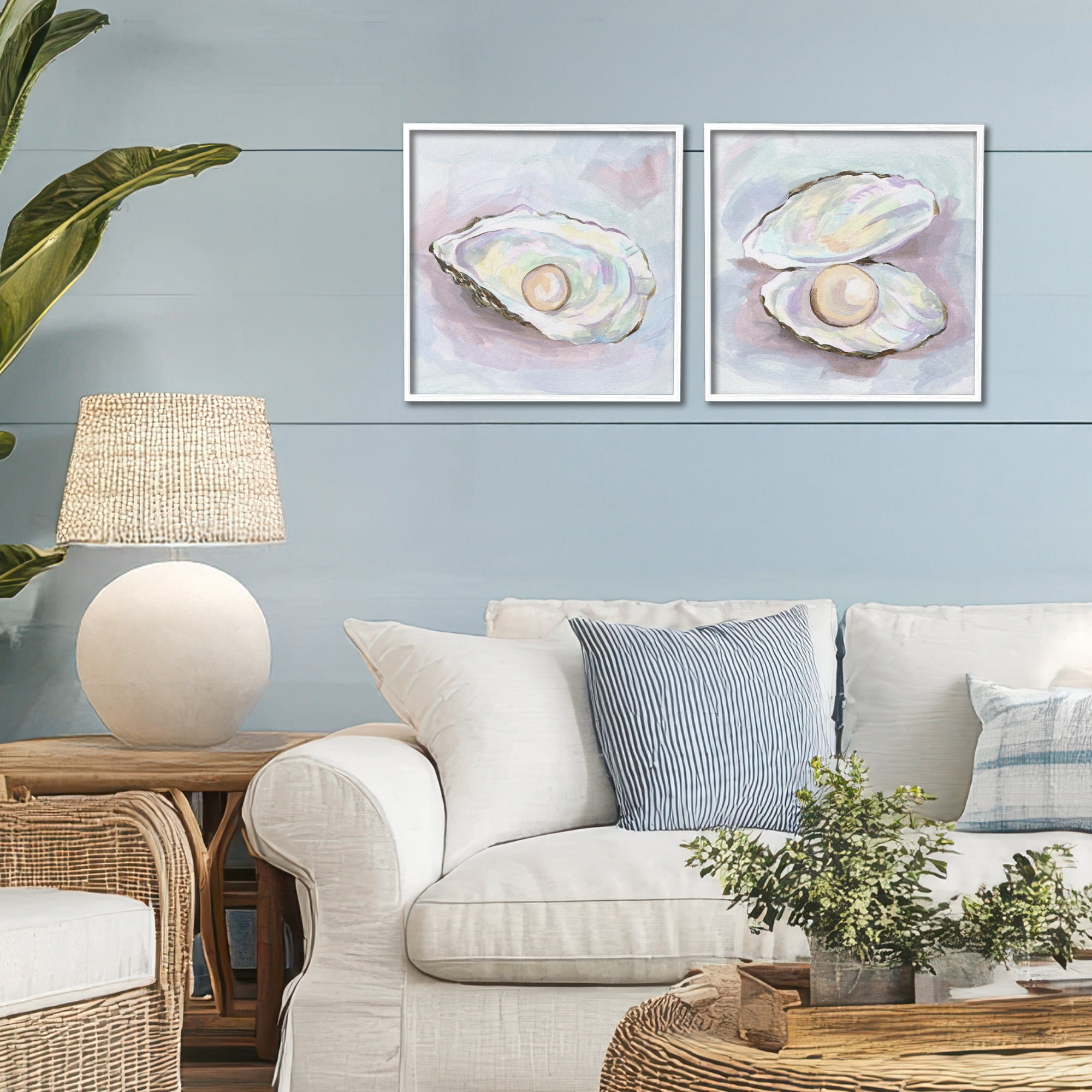 Stupell Industries Aquatic Silent Opals 2 Piece White Framed Giclee Art Set, design by Melissa Wang