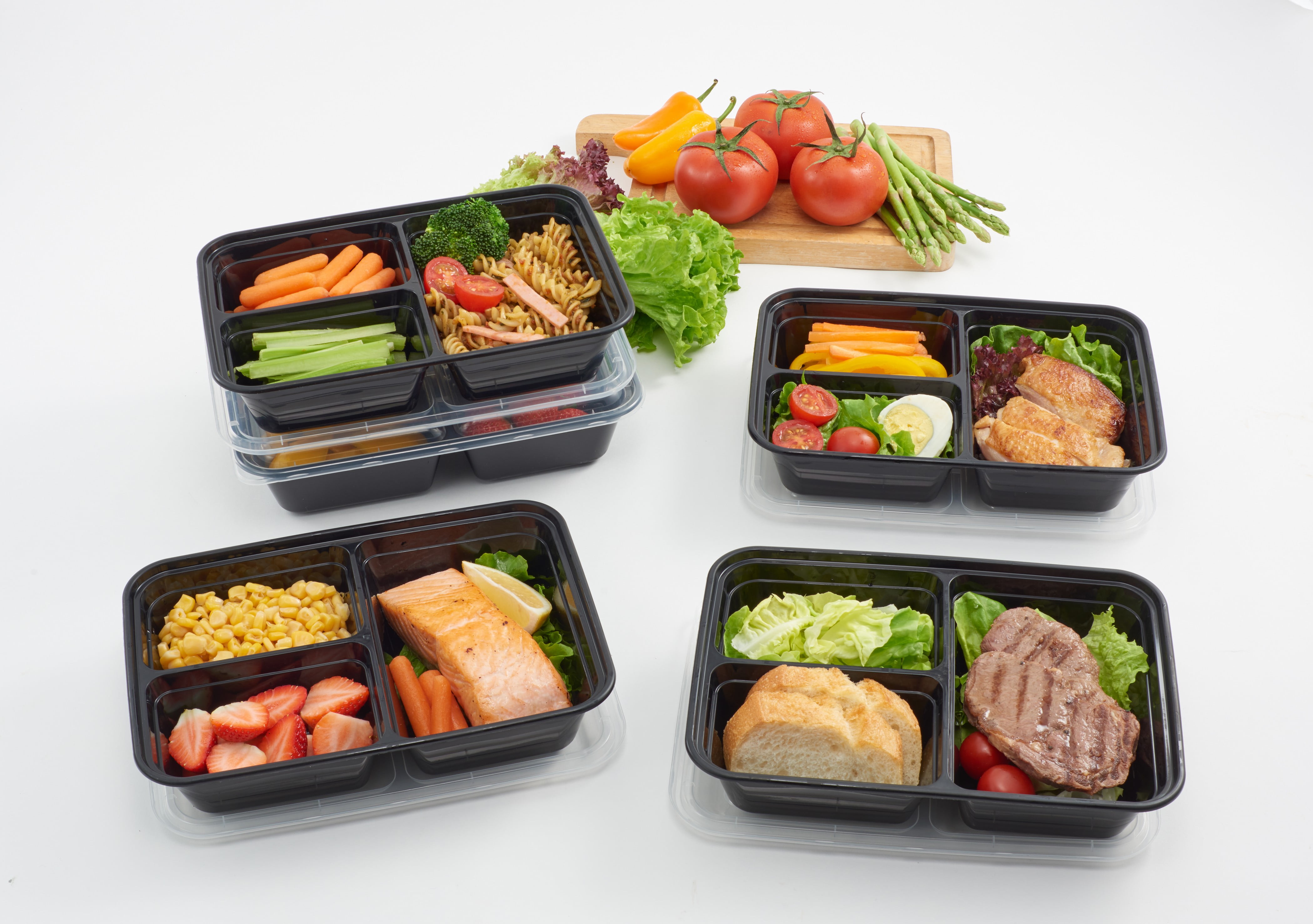 50 Pack 24oz Fried Chicken Wing Meal Prep Containers with Lids Microwave/Freezer Safe BPA Free To Go Bento Box for Pasta/Steak Sushi Tray in Restaurant/Supermarket/Catering/BBQ/Party Stackable