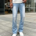 thumbnail image 6 of UVEASISHA Denim Pants for Men Stretch Low Rise Bootcut Jeans Vintage Casual Streetwear Trousers Light Blue S, 6 of 8