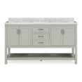 thumbnail image 4 of Furniture of America Freya 61" Gray Double Bathroom Vanity with White Carrera Marble Top and Undermount Sink, 4 of 13