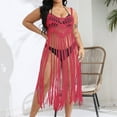 thumbnail image 5 of HOMBOM Beach Cover Up for Women Plus Size Tassel Dresses V Neck Crochet Womens Beach Dress, 5 of 6