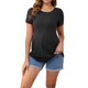 thumbnail image 2 of INSPIRAR CHIC Blusa de Maternidad de Manga Corta con Cuello Redondo Diseño Arrugado Camiseta de Maternidad con Cintura en Capas Negra Mediana, 2 of 6