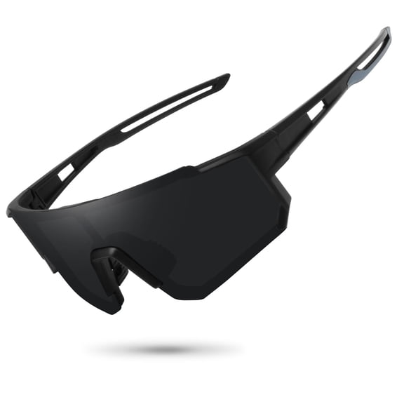 Unisex Wraparound Polarized Sports Sunglasses, UV400 Protection Oversized Single Lens Cycling Glasses, Shock Resistant PC Frame Shades for Driving Fishing Running Mountaineering