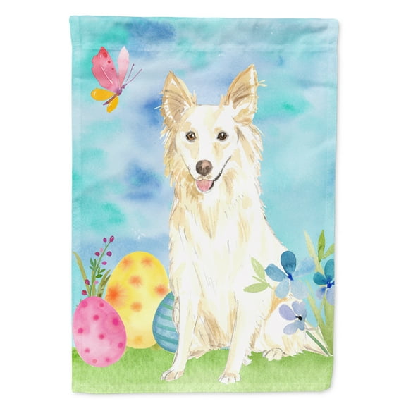 Carolines Treasures CK1893GF Easter Eggs White Collie Flag Garden Size  Small multicolor