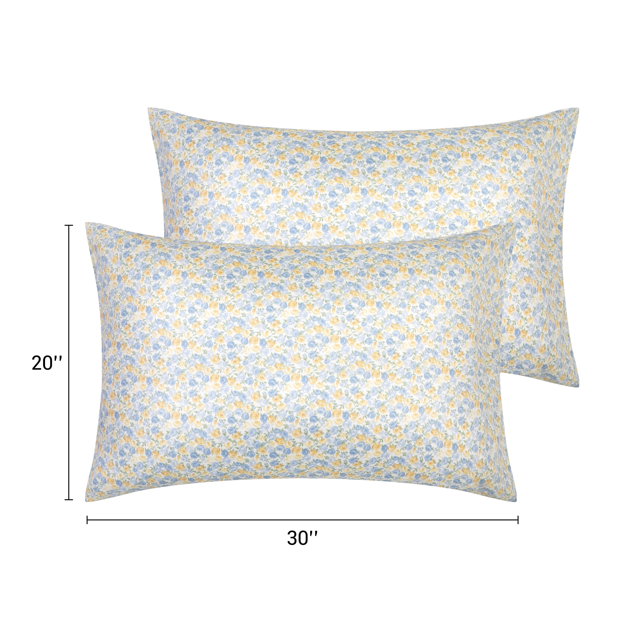 Unique Bargains 2 pcs Pillowcase for Hair and Skin Soft Cotton Floral Pillow Cases Yellow