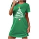 thumbnail image 5 of Camisón corto navideño para mujer, talla grande, con cuello redondo estampado y mangas cortas en el pecho., 5 of 5